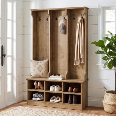 71" 3-in-1 Coat Rack with 6 Shelves and Shoe Bench For Entryway