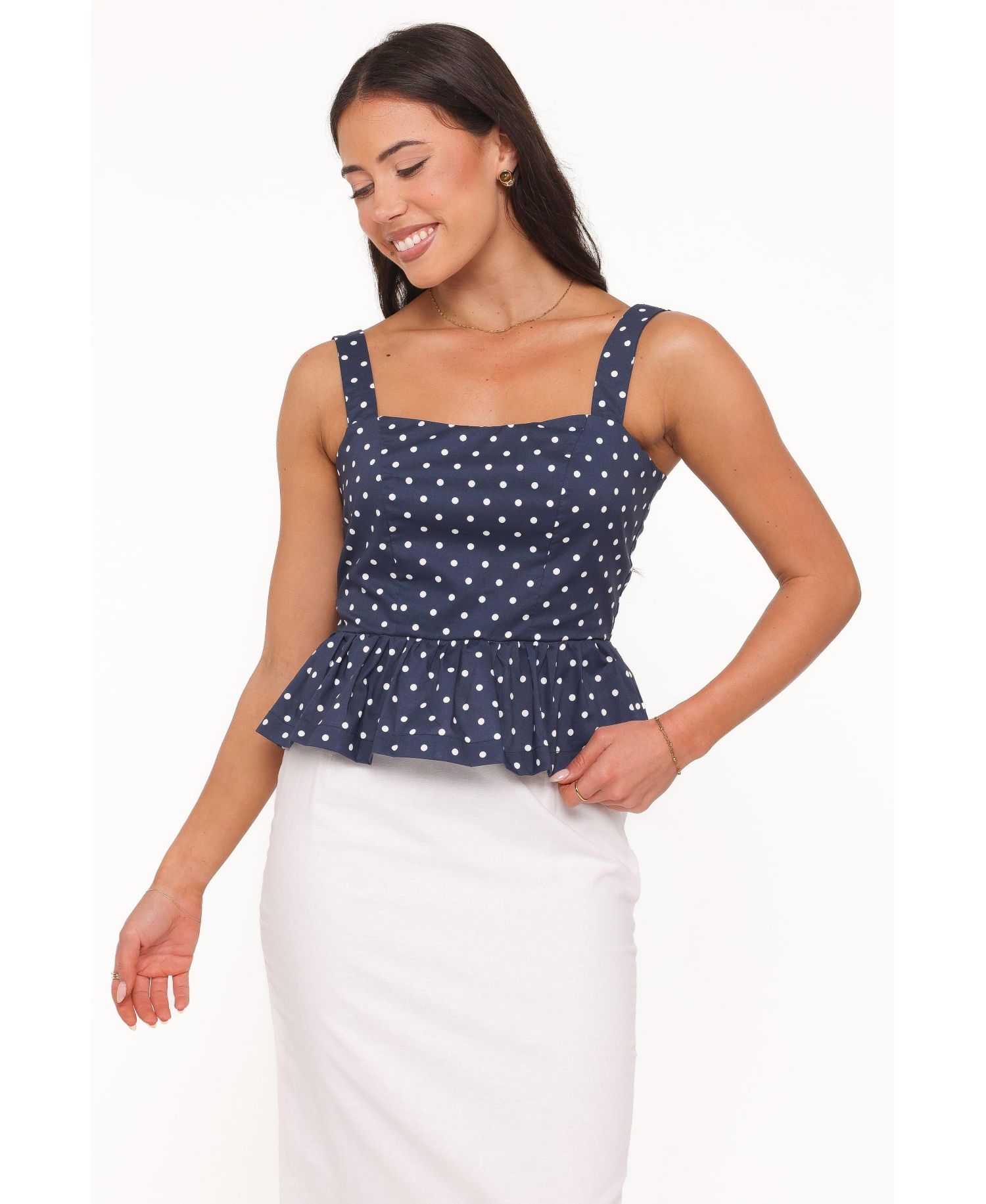 Women's Paula Square-Neck Polka-Dot Open-Tie-Back Top