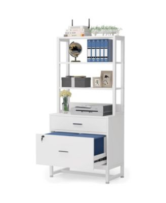 2-Drawer Lockable File Cabinet and Bookshelf for Office Organization