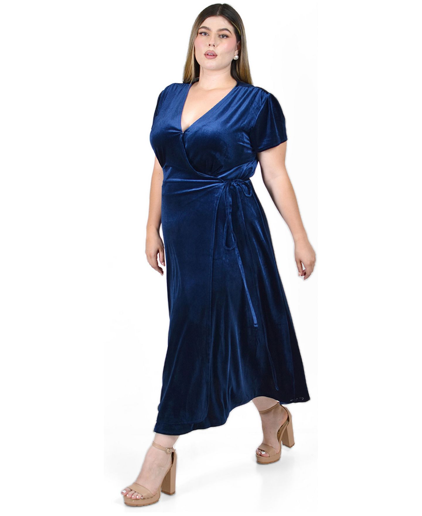 Женское платье Roman Fashion Velvet Wrap, цвет: Тёмно-синий — фото 2