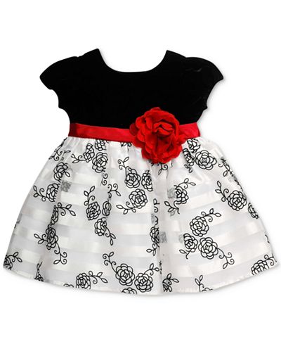 Bonnie Baby Baby Girls' Velvet & Floral-Print Dress