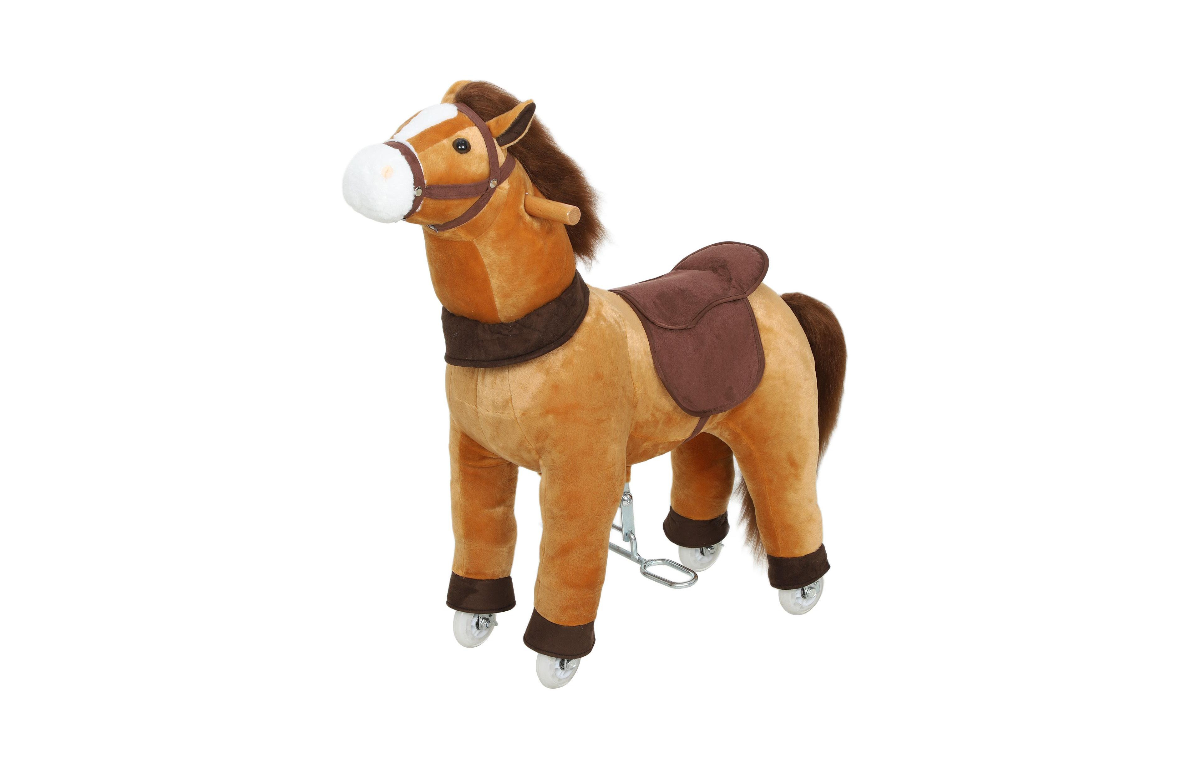 Sevorley Wheeled Plush Ride-On Horse, Ages 3-5