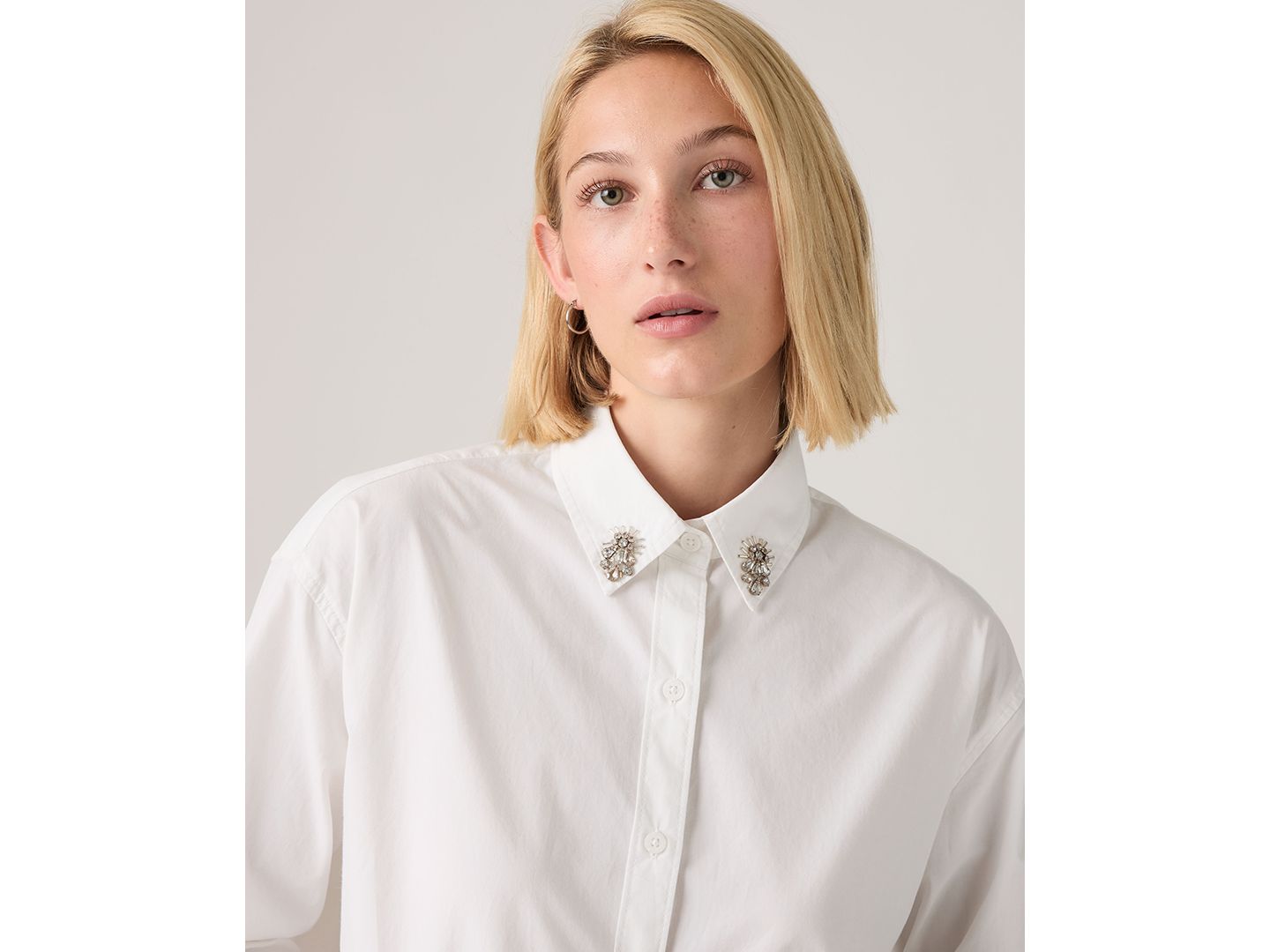 Женская рубашка Levi's Premium Harlie Long-Sleeve Cropped, цвет: Embellished Collar — фото 3