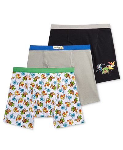 Pokemon 3-Pk. Boxer Briefs, Little Boys (2-7) & Big Boys (8-20 ...