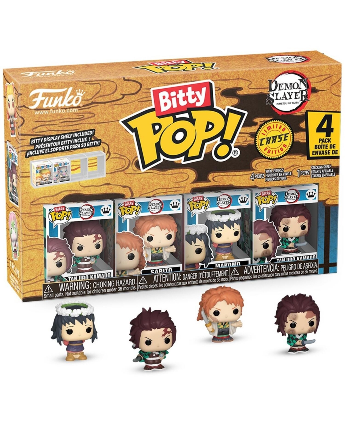 Funko Bitty Pop Demon Slayer Tanjiro Mystery Chase Vinyl Figure, 4-Pack, Ages 3+