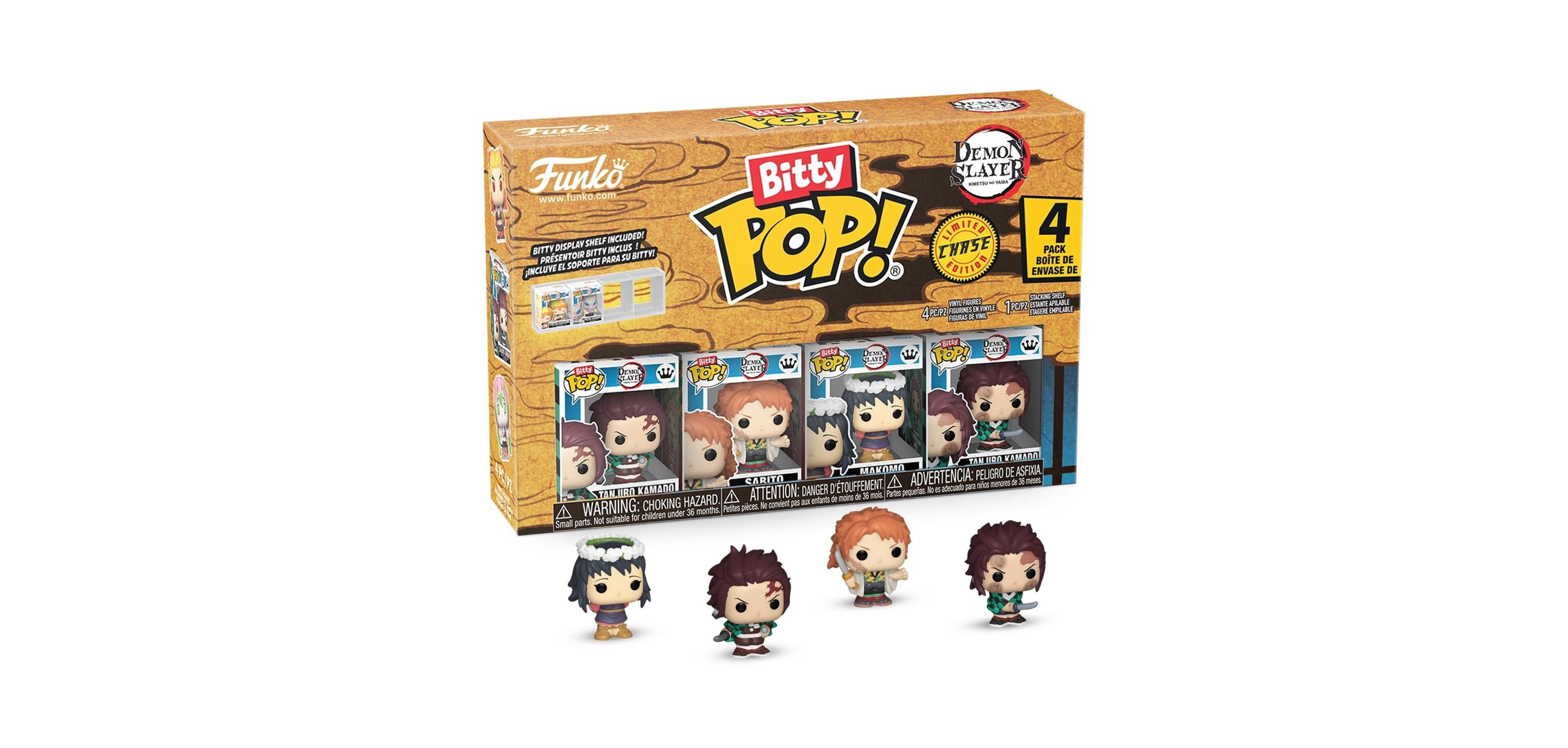 Funko Bitty Pop Demon Slayer Tanjiro Mystery Chase Vinyl Figure, 4-Pack, Ages 3+