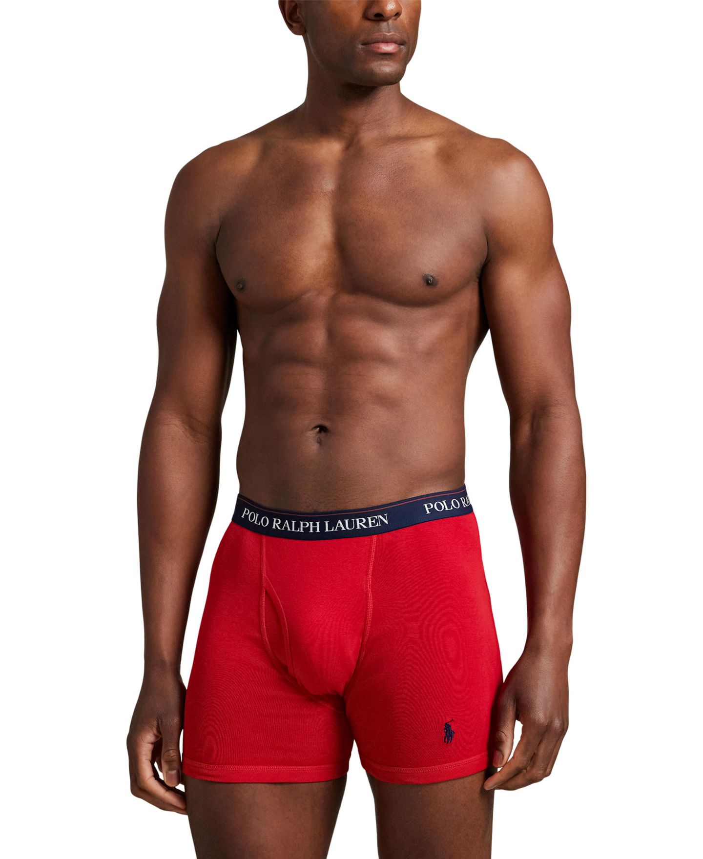Мужские хлопковые боксеры-брифы Polo Ralph Lauren классического кроя, набор из 5 шт, цвет: Меланжевый / Тёмно-синий — фото 5