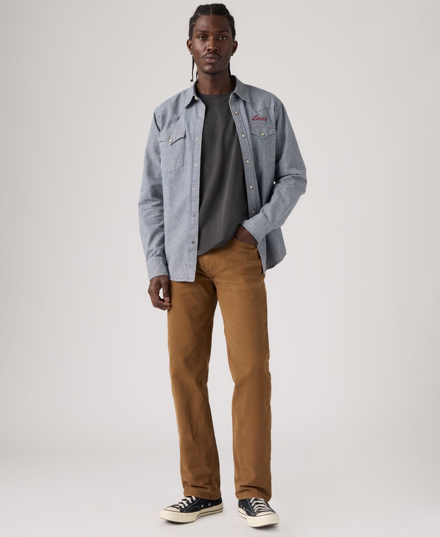 Мужские джинсы Levi's 514 Straight-Leg Stretch, цвет: Коричневый — фото 3