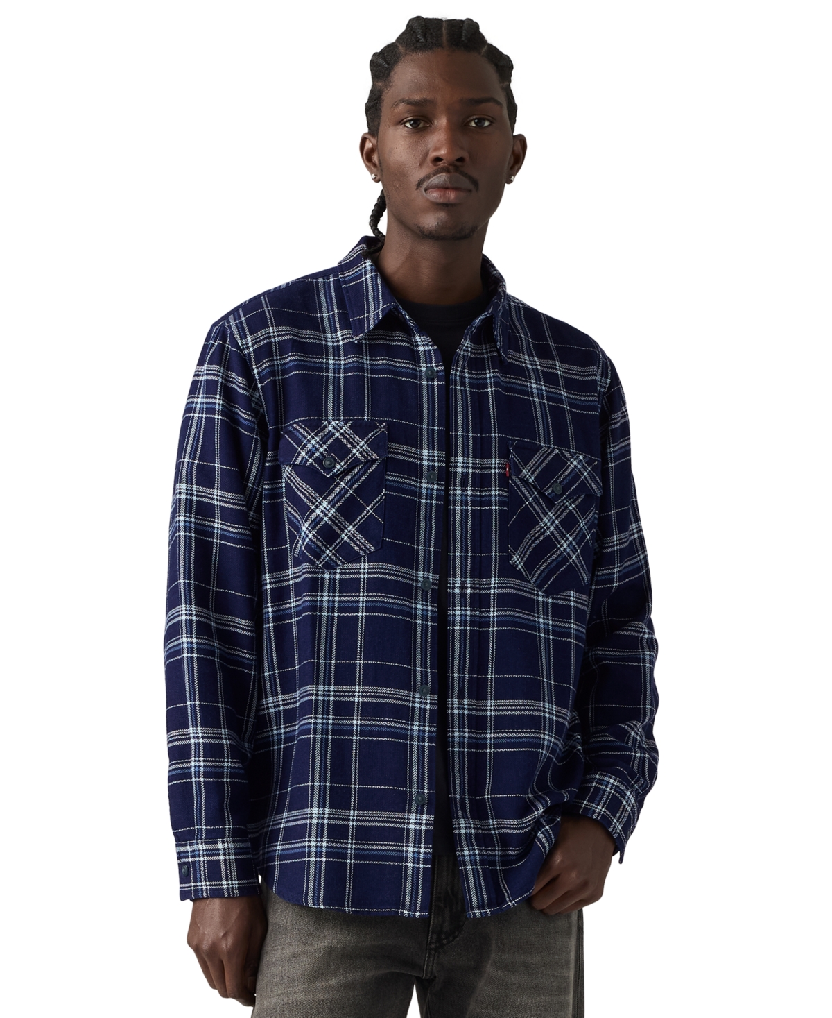 Levi's Men's Long-Sleeve Plaid Western Shirt - Indigo Plaid