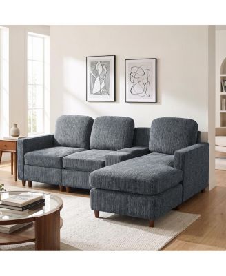 82" L-Shaped Sectional Sofa with Storage and Reversible Chaise