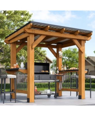 8 x 5 Feet Cedar Grill Gazebo with Steel Roof
