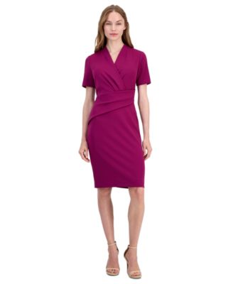 Women's Surplice V-Neck Scuba Crepe Dress