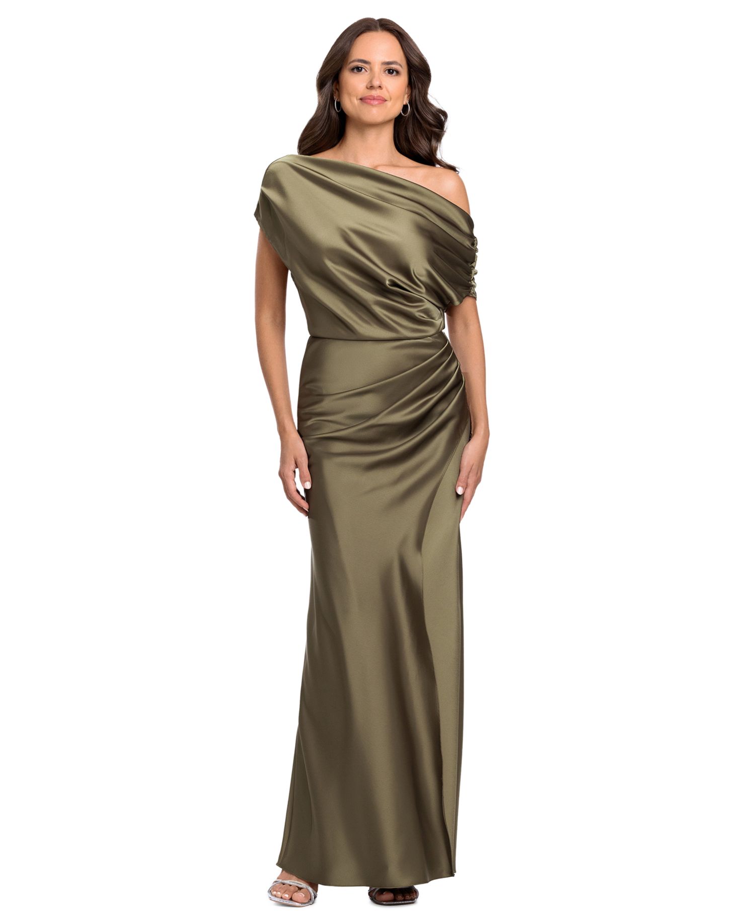 Women's Long Double Satin One-Shoulder Column Gown