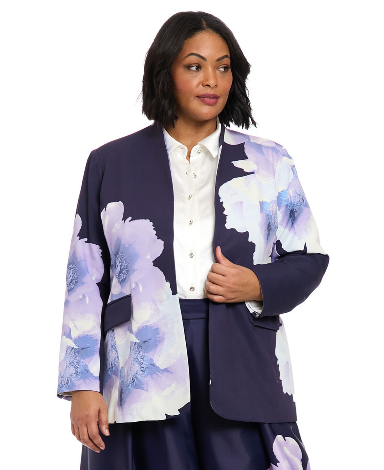Plus Size Floral-Print Jacket