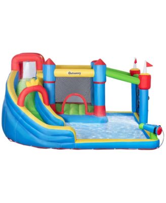 6-in-1 Bounce Castle Inflatable Play Center with Water Slide, Water Pool & Water Gun, Ages 3-8
