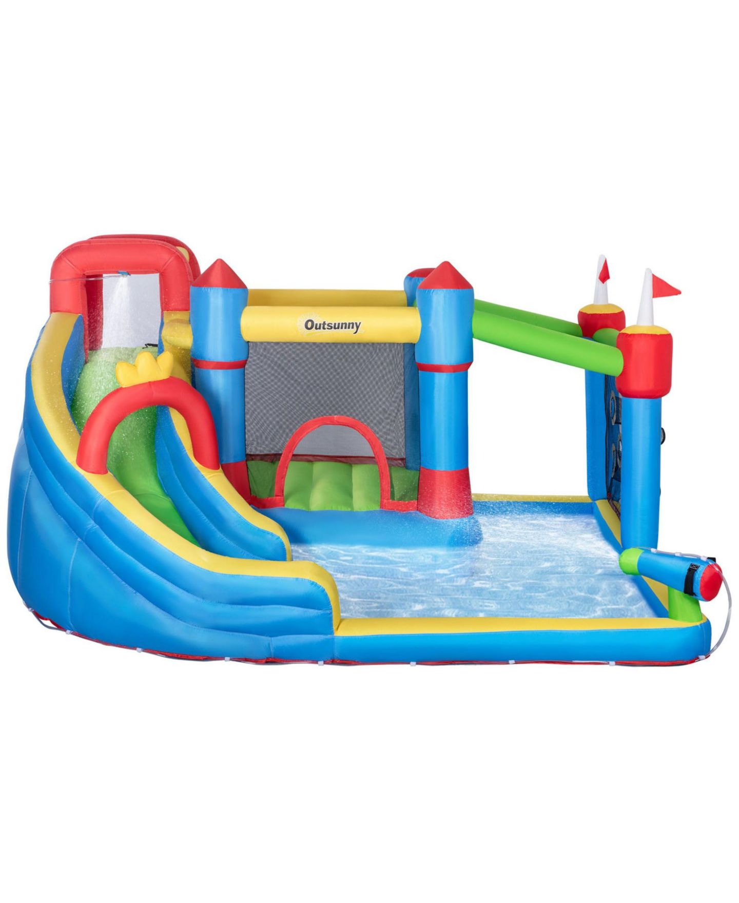 Детская игрушка SEVORLEY 6-in-1 Bounce Castle Inflatable Play Center with Water Slide, Water Pool & Water Gun, Ages 3-8, цвет: Синий — фото 1