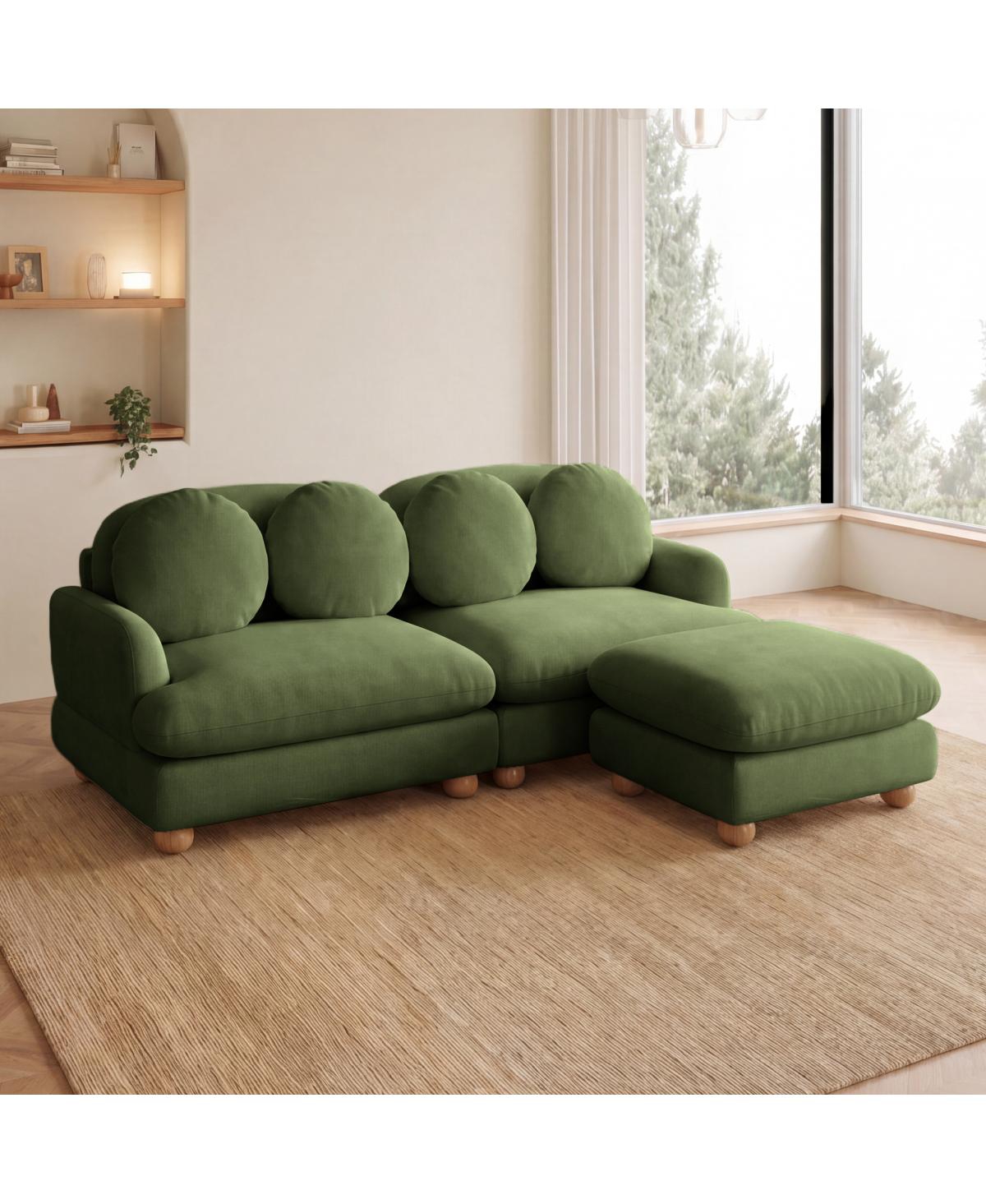 Streamdale Furniture Comfy 3-Seater Chenille Loveseat with Ottoman and 4 Pillows