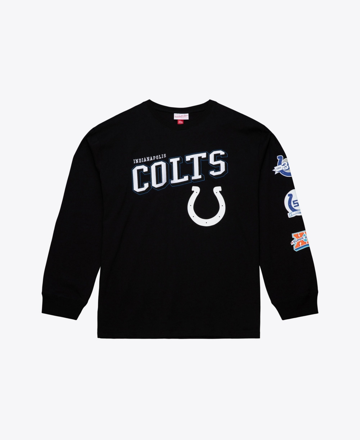 Mitchell & Ness Men's Big & Tall Indianapolis Colts Long-Sleeve Crewneck Screen-Print T-Shirt - Black