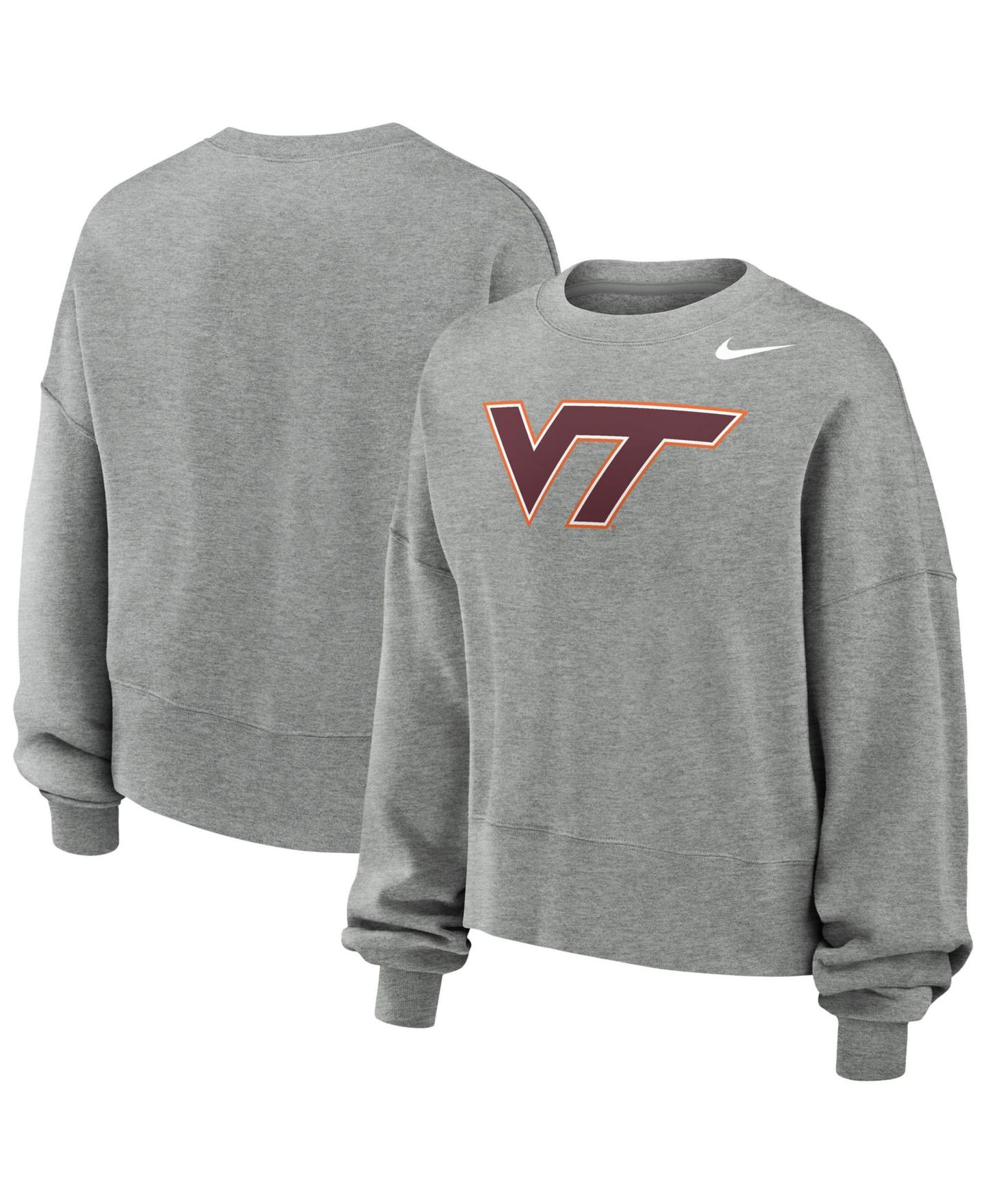 Женская толстовка Nike Heather Gray Virginia Tech Hokies Phoenix Fleece Pullover — фото 1