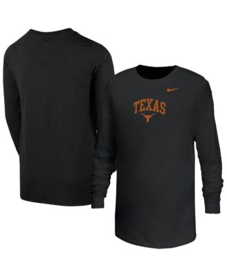 Big Boys and Girls  Black Texas Longhorns Arched Core Long Sleeve T-Shirt