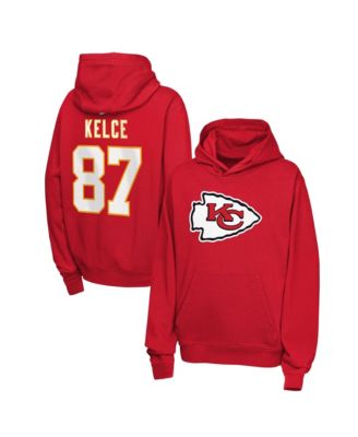 Big Boys and Girls Travis Kelce Red Kansas City Chiefs Name & Number Club Fleece Hoodie