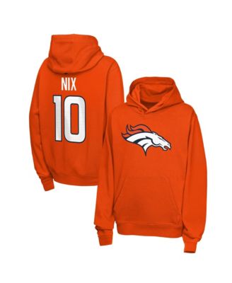 Big Boys and Girls Bo Nix Orange Denver Broncos Name & Number Club Fleece Hoodie