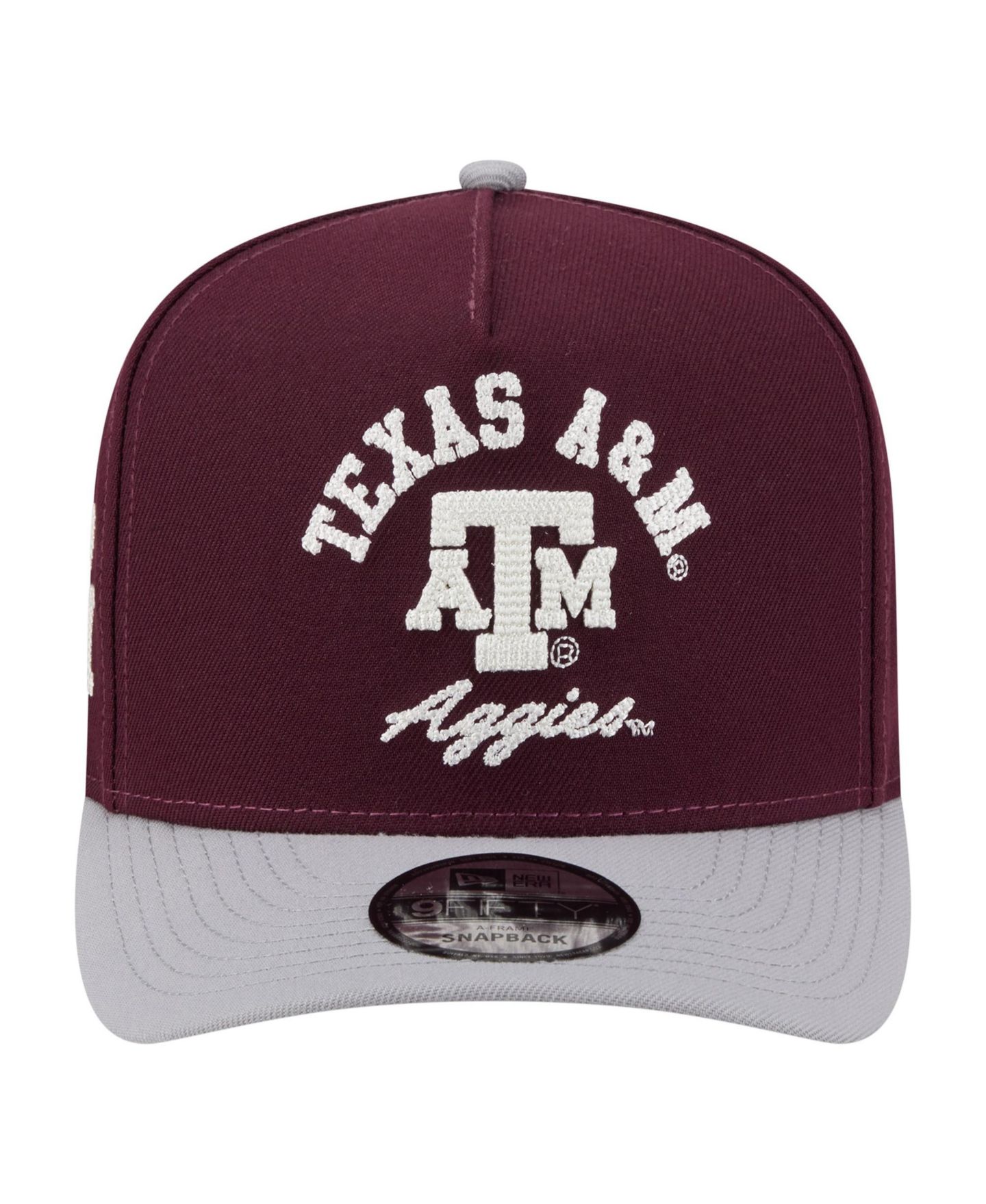 Мужская кепка New Era Maroon/Gray Texas A&M Aggies Two-Tone Arched 9FIFTY Snapback Hat — фото 2