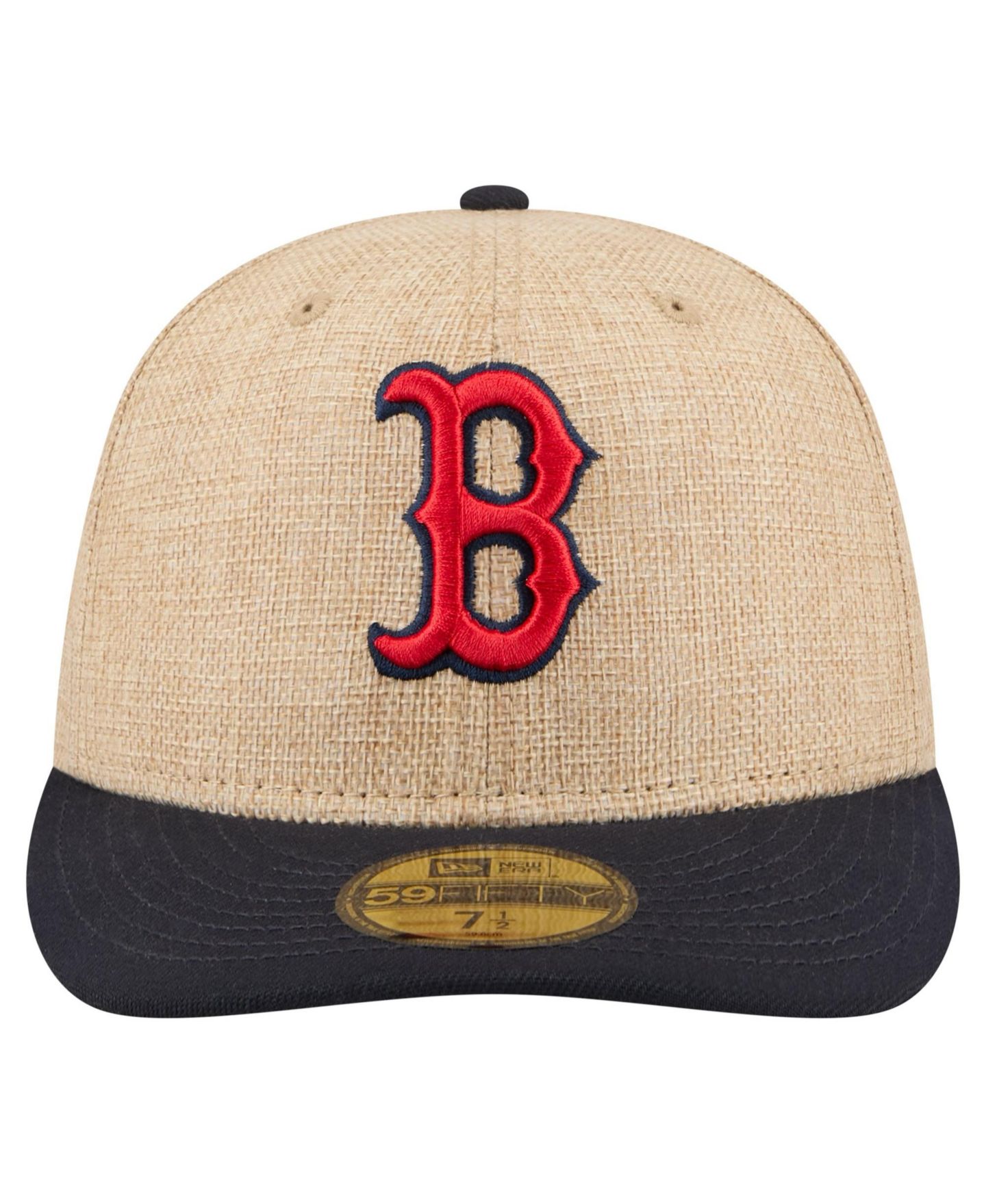 Мужская кепка New Era Natural/Navy Boston Red Sox Twine 59FIFTY Fitted Hat — фото 2