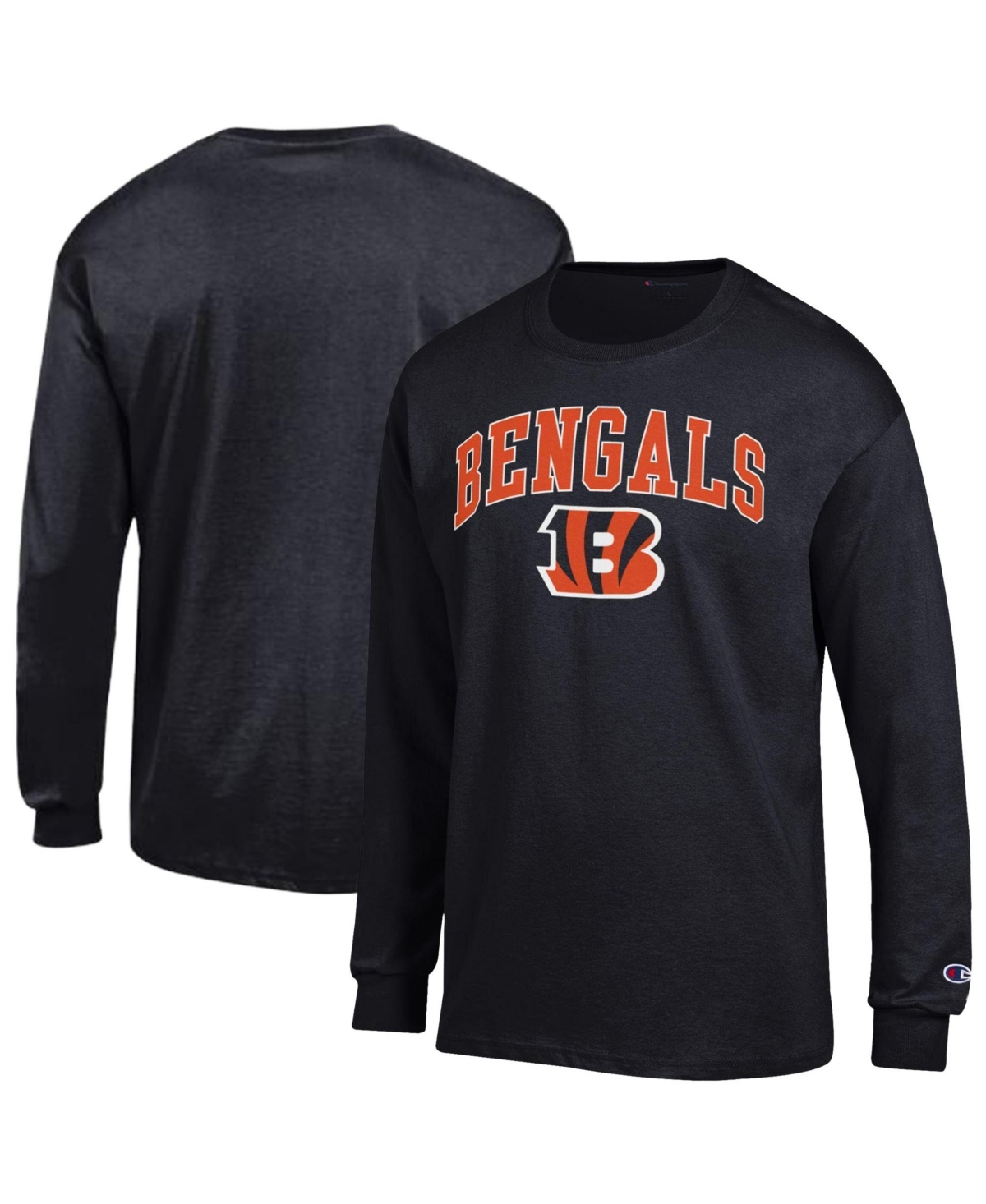 Men's Champion Black Cincinnati Bengals Arch Over Logo Long Sleeve T-Shirt