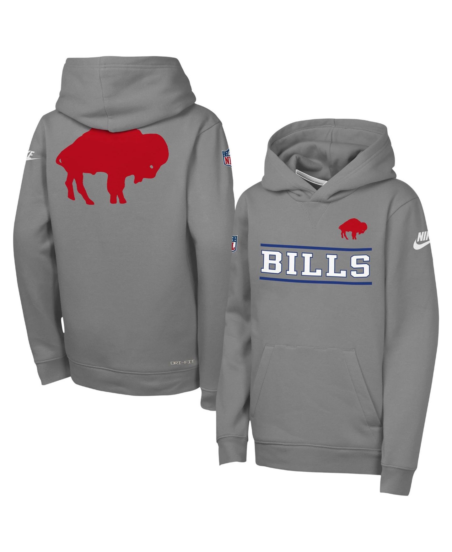 Детские худи Nike Gray Buffalo Bills Sideline Alternate Pack Heavyweight Fleece — фото 1