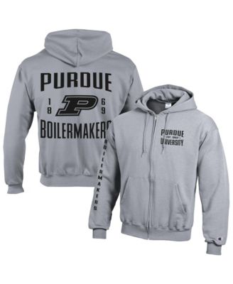 Men's  Heather Gray Purdue Boilermakers Varsity Powerblend Full-Zip Fleece Hoodie