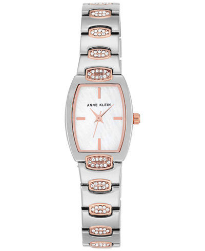 Anne Klein Women's Crystal Two-Tone Bracelet Watch 21x31mm AK-2785MPRT