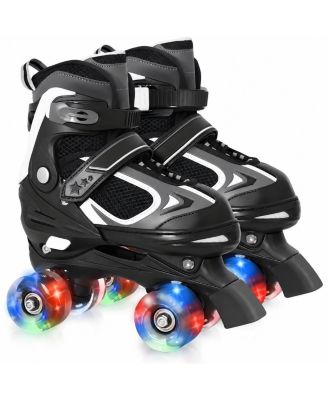 Adjustable Quad Roller Skates Light Up Wheels Indoor Outdoor Sports Birthday Gift