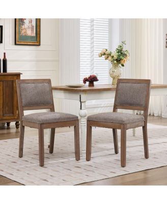 Farmhouse Upholstered Dining Chairs Set of 2, Solid Hardwood Frame, Side Chairs