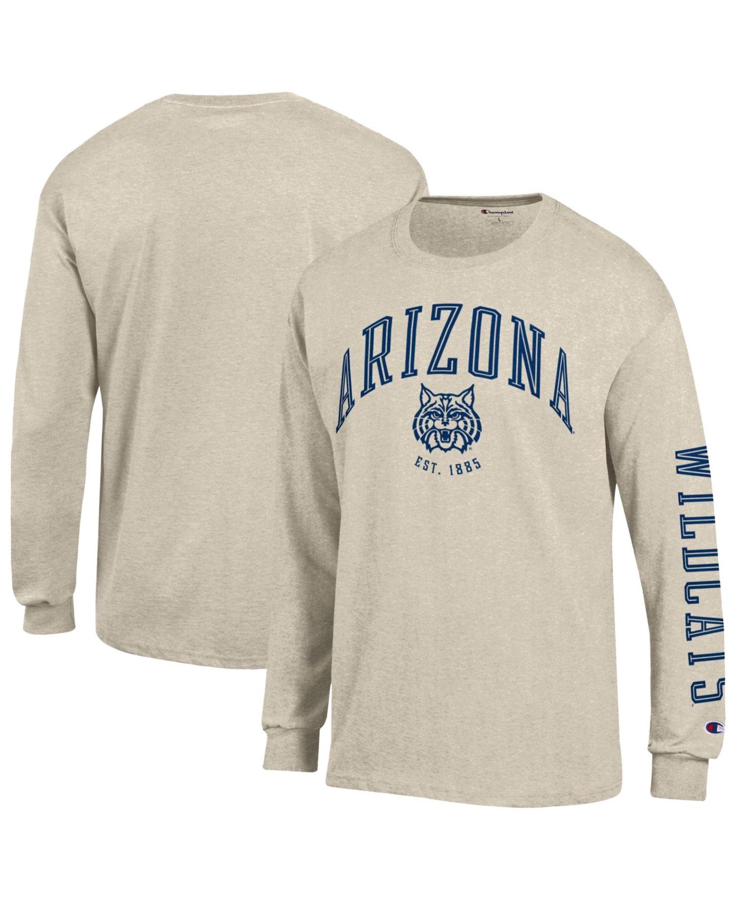 Мужская футболка Champion Heather Oatmeal Arizona Wildcats Neutral Arch Long-Sleeve — фото 1