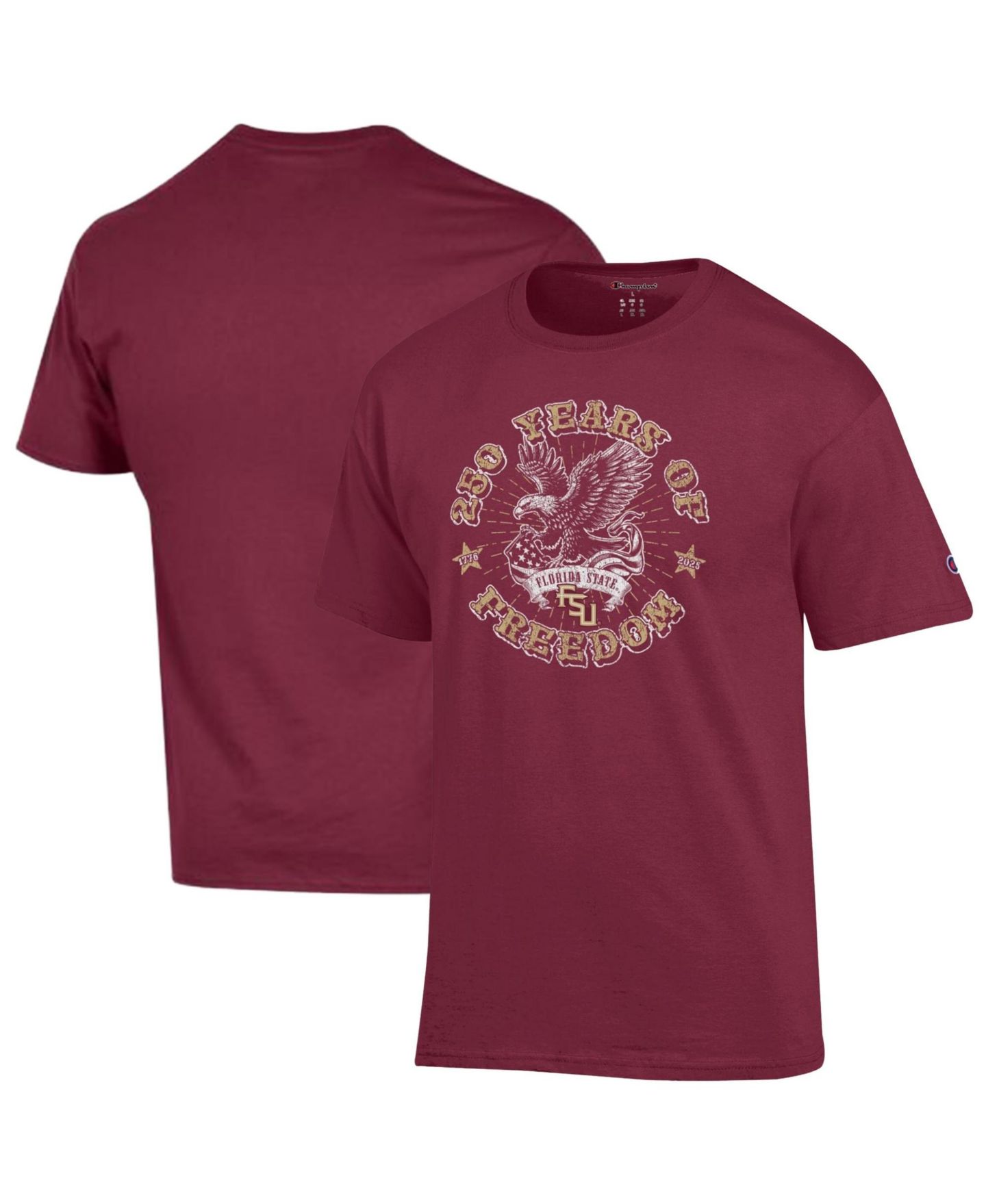 Мужская футболка Champion Garnet Florida State Seminoles Americana 250 Years of Freedom Tonal — фото 1