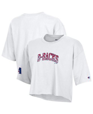 Women's  White Arizona Diamondbacks Boyfriend Cropped Americana T-Shirt