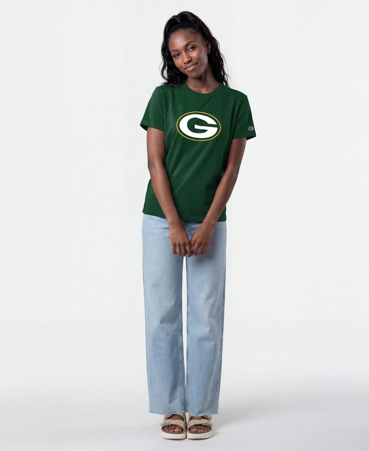 Женская футболка Champion Green Green Bay Packers Logo — фото 3