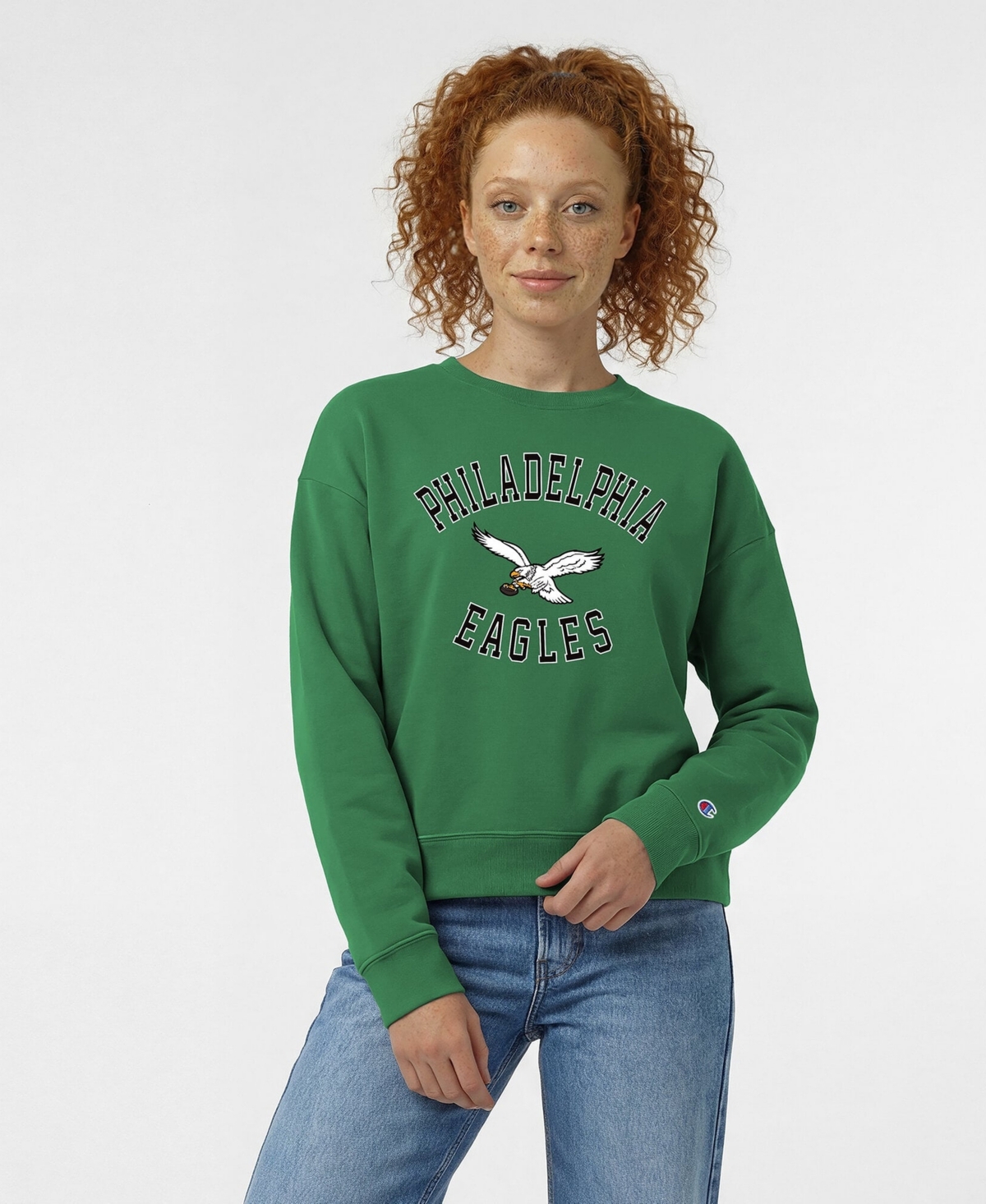 Women's Champion  Kelly Green Philadelphia Eagles Heart & Soul Powerblend Sweatshirt