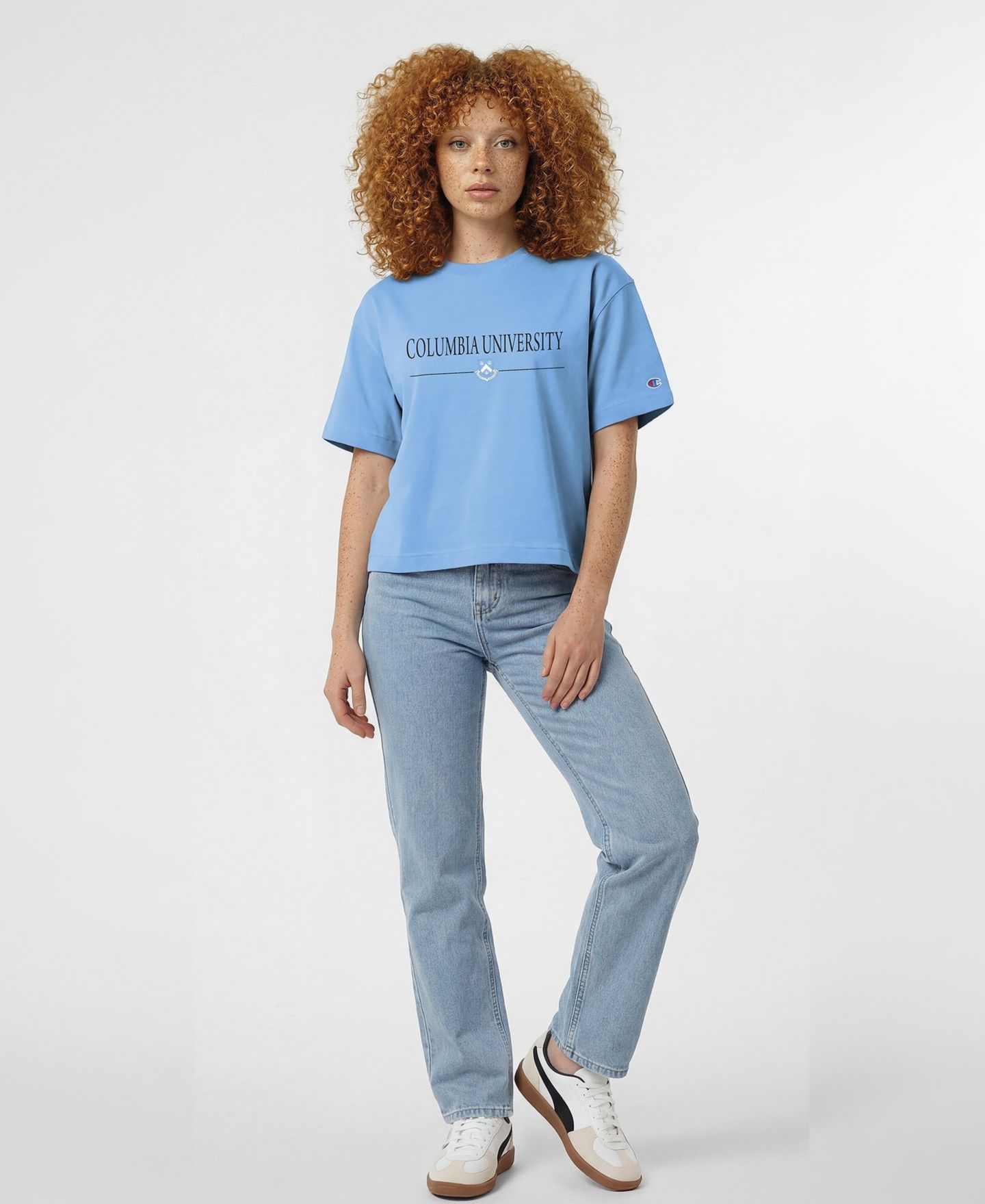 Женская футболка Champion Light Blue Columbia University Waist Length Wordmark — фото 3