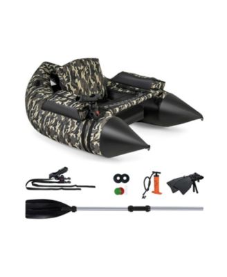 350 LBS Inflatable Fishing Float Tube with Adjustable Backrest and Backpack Straps