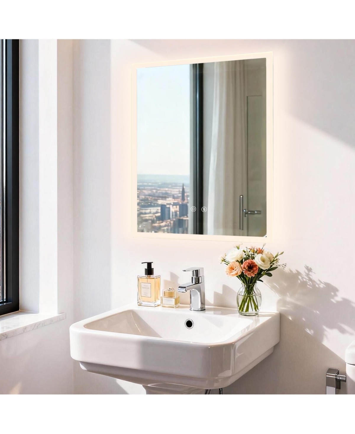 Luvodi 20" x 24" Rectangular Wall Mirror Anti-Fog Led Mirror Stepless Dimmable Lighted Bathroom Mirror