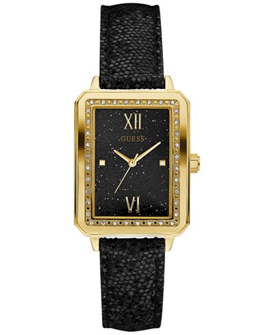 GUESS Women's Black Leather Strap Watch 28mm U0841L1 - Sale & Values ...
