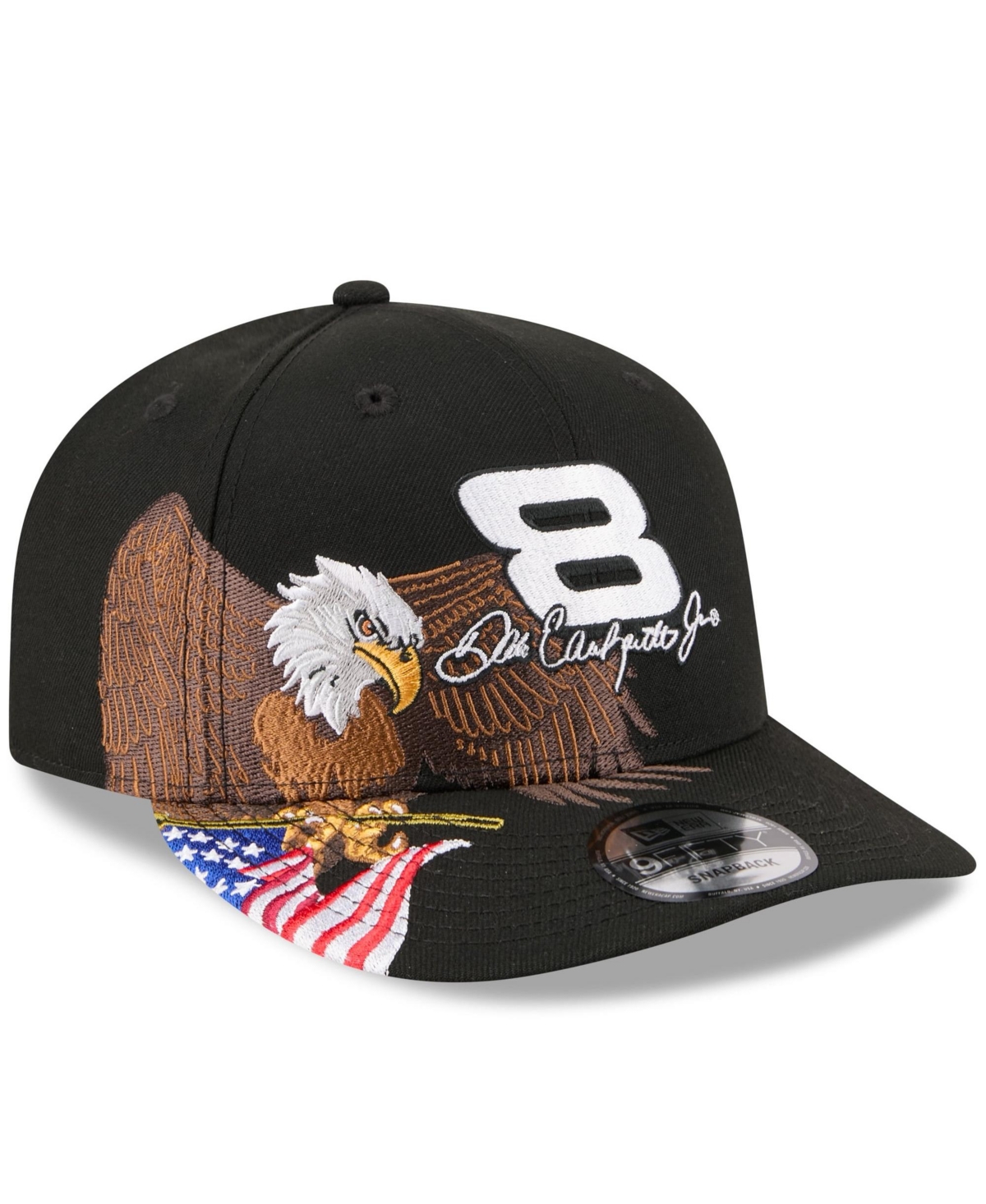 New Era Men's Black Dale Earnhardt Jr. Patriotic Eagle Flag A-Frame 9FIFTY Snapback Hat
