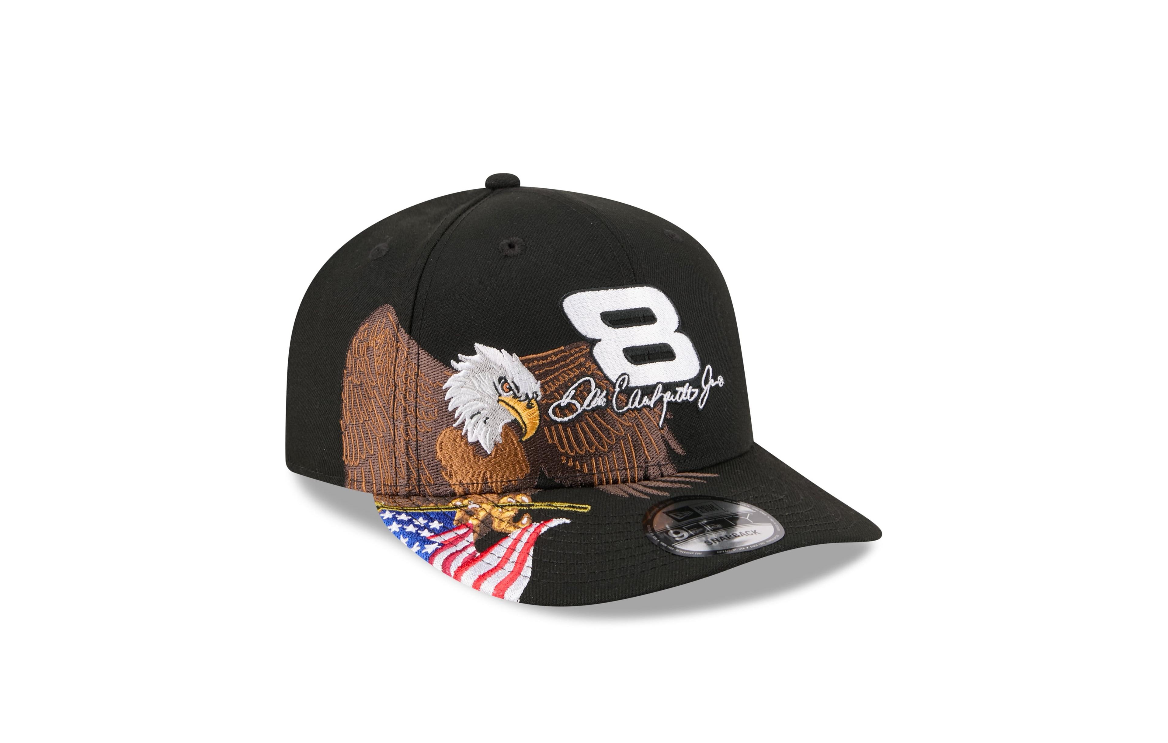 New Era Men's Black Dale Earnhardt Jr. Patriotic Eagle Flag A-Frame 9FIFTY Snapback Hat