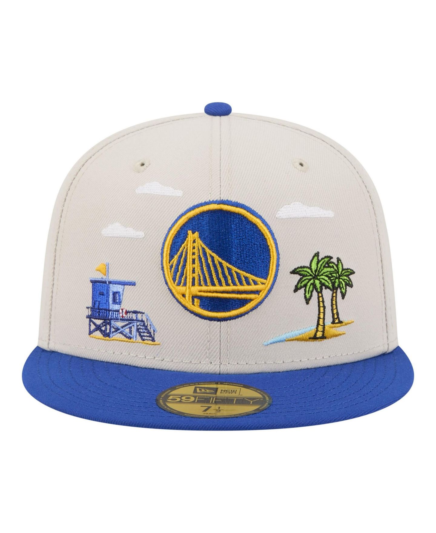 Мужская кепка New Era Tan/Royal Golden State Warriors Localized City Icon 59FIFTY Fitted Hat — фото 2