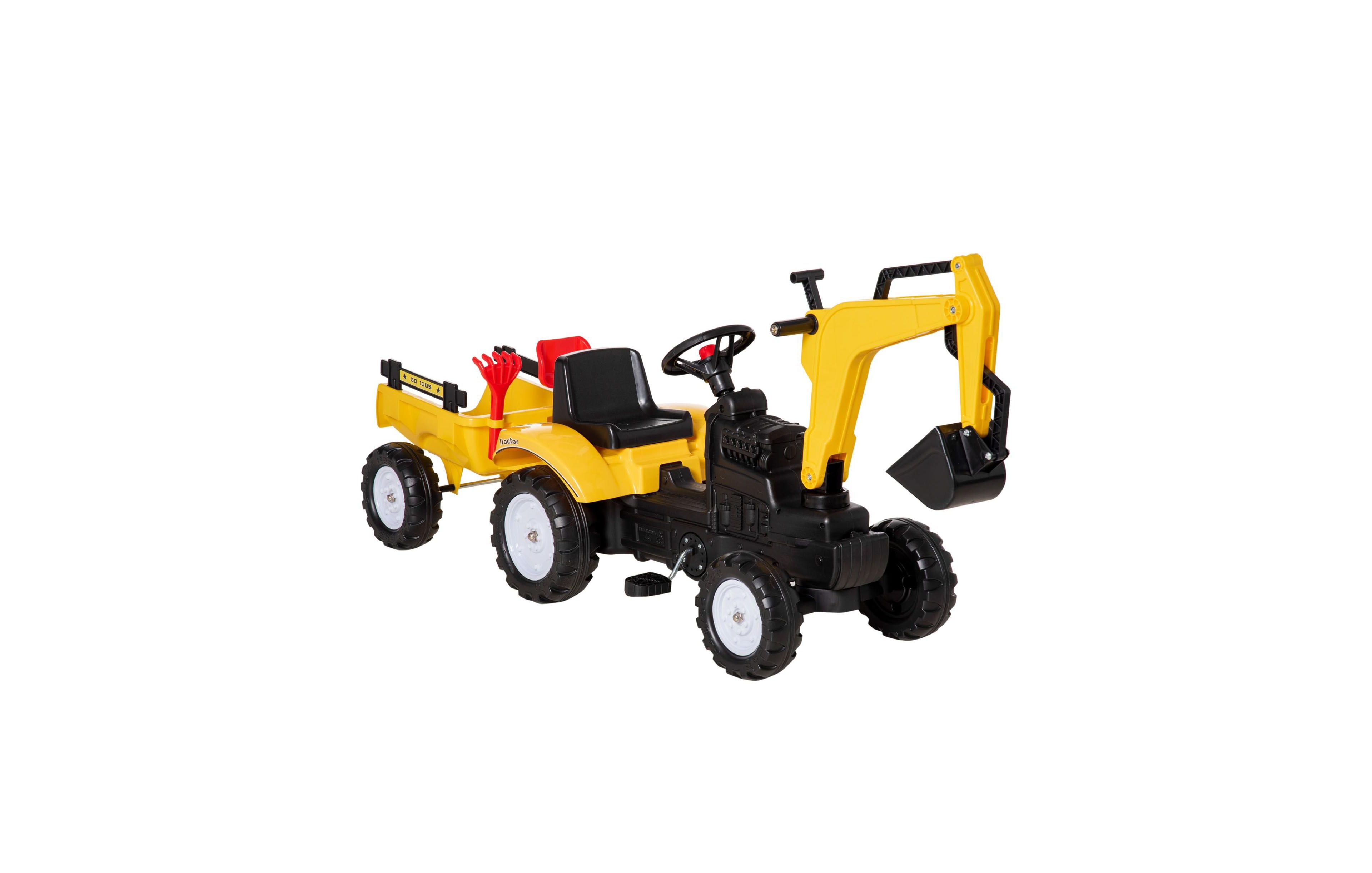 Sevorley Kids Ride-On Excavator with Working Horn & Detachable Trailer, Ages 3-6