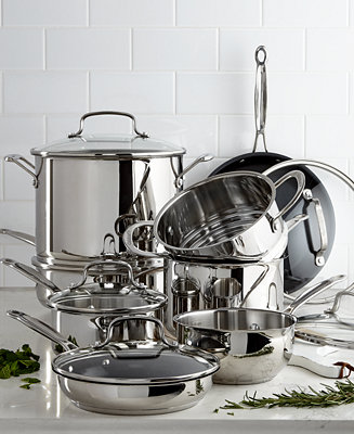 Cuisinart Chef's Classic Stainless Steel Metallic Red 11 Piece Cookware Set  - Macy's