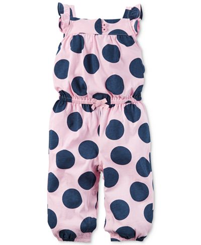 Carter's Flutter-Sleeve Dot-Print Jumpsuit, Baby Girls (0-24 months)