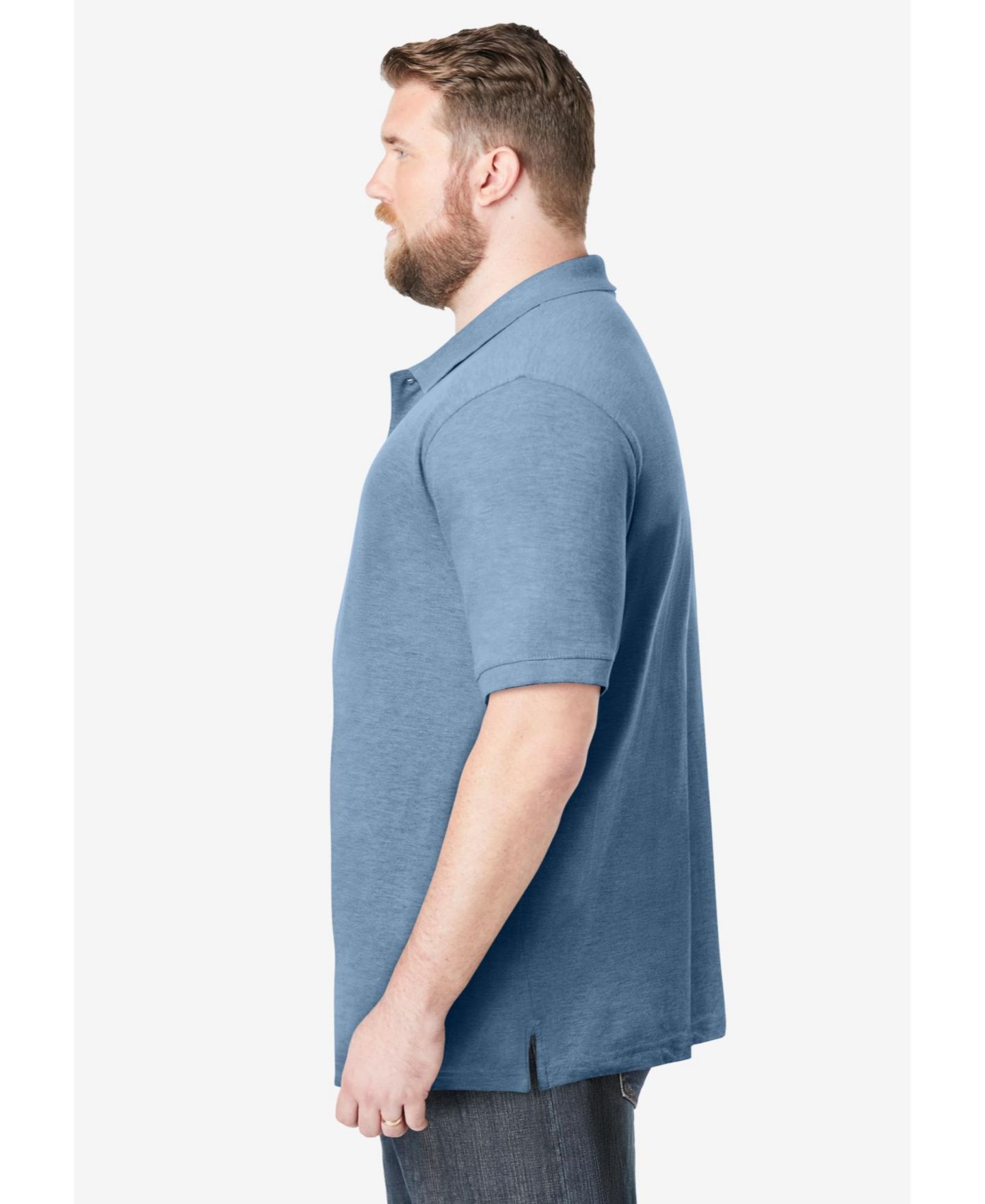 Мужское поло KingSize Shrink-Less Classic Cotton Polo Shirt, цвет: Меланжевый синий — фото 4